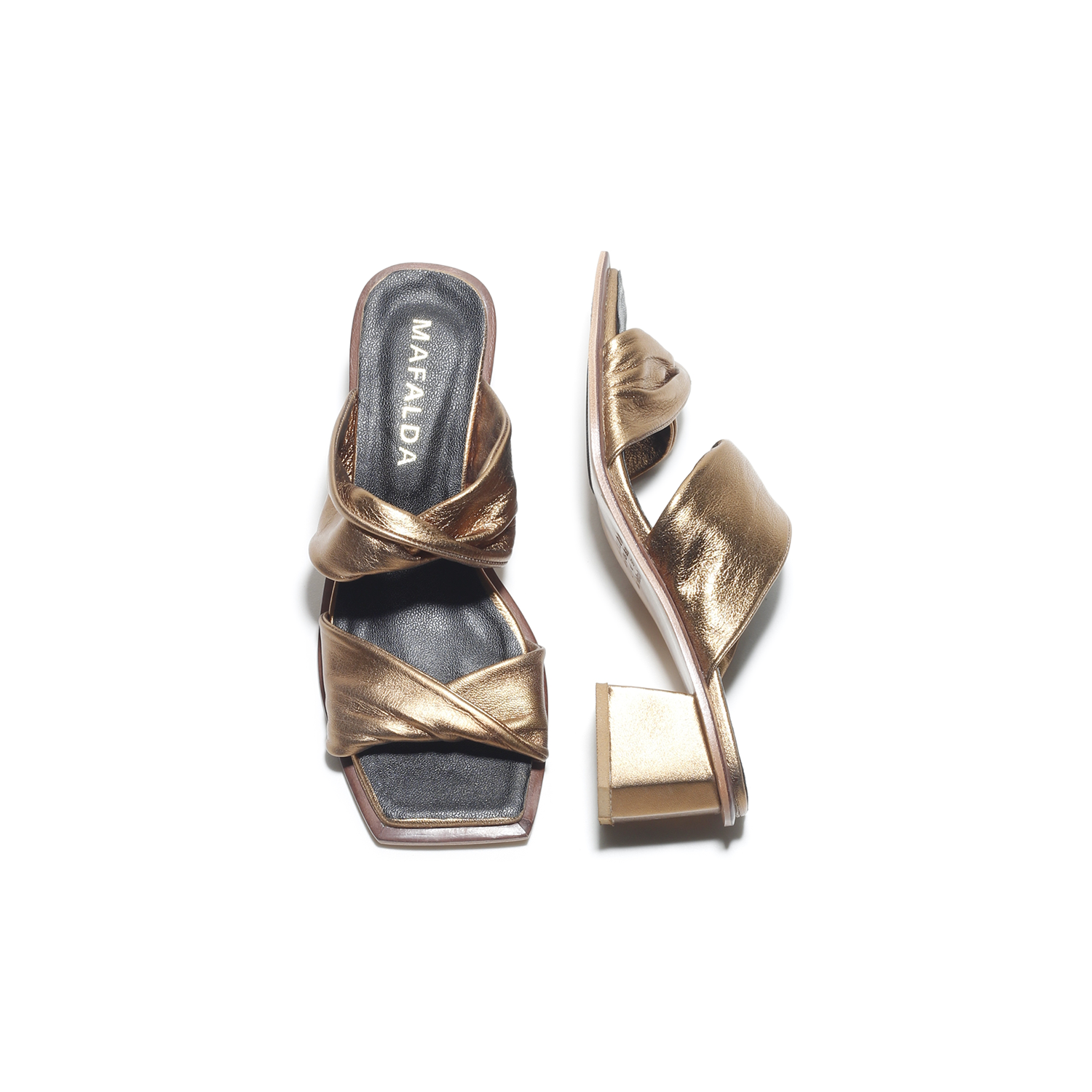 Tina Low Heel Gold Sandals